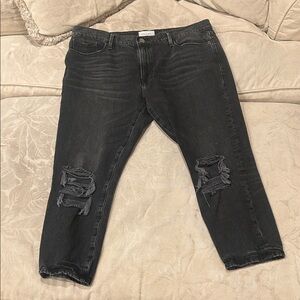 FRAME Distressed Black Jeans
